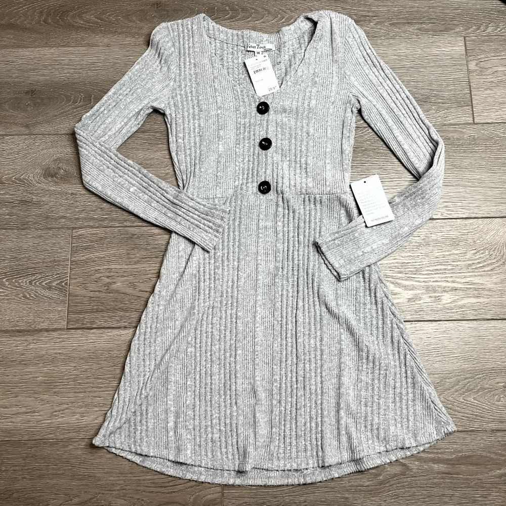 NWT Velvet Torch Los Angeles Heather Grey Long Sleeve Sweater Dress Size Medium‎